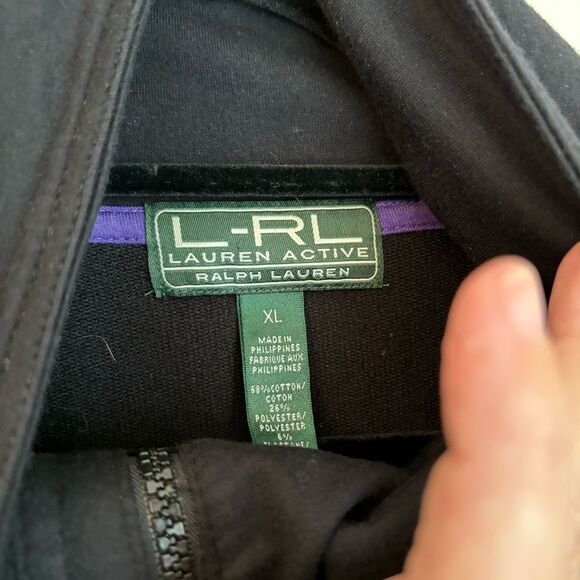 Lauren Ralph Lauren Zip Jacket Black LRL Active Soft Cotton Blend Women’s Sz XL - Picture 5 of 12